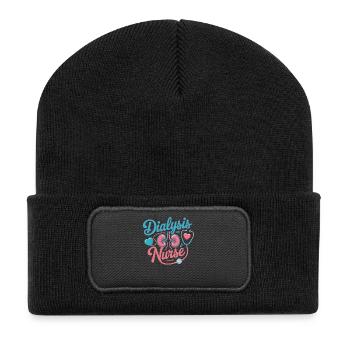 Dialysepflegerin Motiv - Nierenpflege - Recycelte Patch Beanie - Schwarz - Vorne