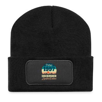 Geburtstagsgeschenk Dezember 1997 - Recycelte Patch Beanie - Schwarz - Vorne