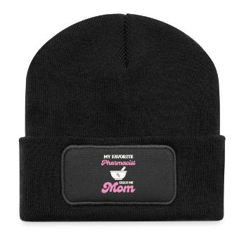 Lieblingspharmazeutin Mama - Recycelte Patch Beanie - Schwarz - Vorne