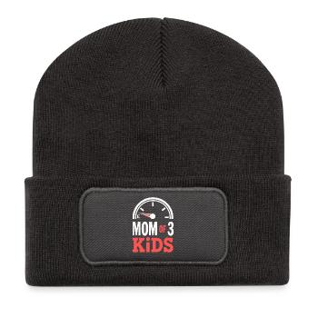 Mom Of 3 Kids Tank Empty Mom Humor - Recycled Patch Beanie - dark grey - Front
