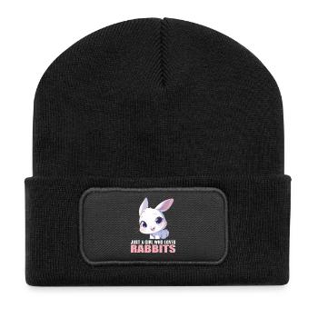 Hasen Hase - Recycelte Patch Beanie - Schwarz - Vorne