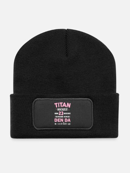 Titanhochzeit 23 Hochzeitstag Jahrestag Ehefrau - Recycelte Patch Beanie - Schwarz