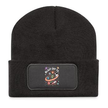 Departure into space 1st birthday children's birthday party - Recycled Patch Beanie - dark grey - Front