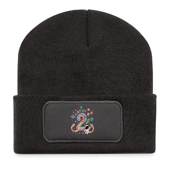 Departure into space 2nd birthday children's birthday party - Recycled Patch Beanie - dark grey - Front