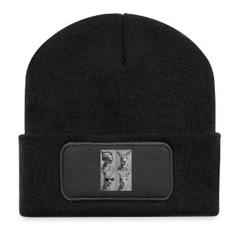 Kangourou - Beanie recyclé à patch - noir - Devant