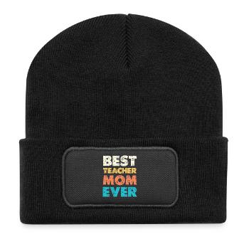 Best Teacher Mom Ever - Recycled Patch Beanie - black - Front