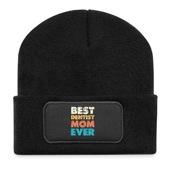 Beste Zahnärztin Mama - Recycelte Patch Beanie - Schwarz - Vorne