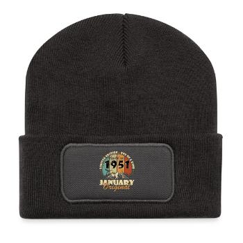 Janvier 1951 Paysage montagneux vintage Original - Beanie recyclé à patch - charbon - Devant