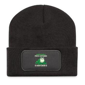 Frog Catcher Imbattable Attrapeur de grenouilles Snatcher - Beanie recyclé à patch - charbon - Devant