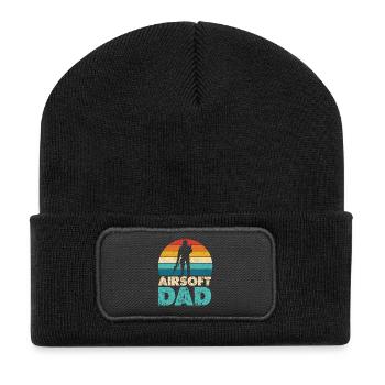 Airsoft Dad Retro Sunset Silhouette - Beanie recyclé à patch - noir - Devant