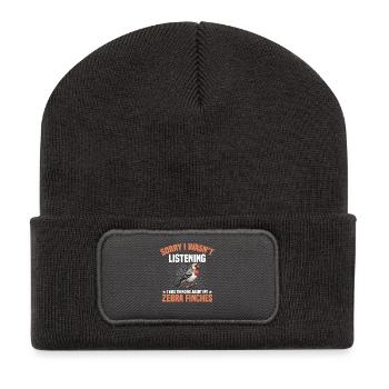 Outils pour propriétaires d’oiseaux, enclos pour cacher nourriture, pinsons zébrés - Beanie recyclé à patch - charbon - Devant