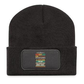 Ja ich bin im Ruhestand mir ist nicht langweilig - Beanie recyclé à patch - charbon - Devant