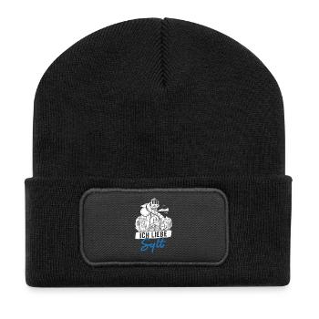 Nordsee Urlaub ICH LIEBE SYLT Lustiges - Recycelte Patch Beanie - Schwarz - Vorne