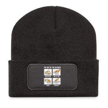  Funny Cat The Way of the Warrior Samurai Orange - Recycelte Patch Beanie - Dunkelgrau - Vorne