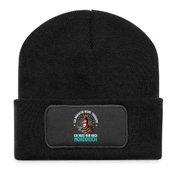 North Sea NEED NO THERAPY MUST GO TO NORDDEICH - Recycled Patch Beanie - black - Front