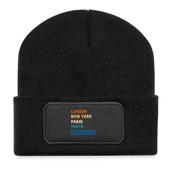 Vacances de la mer du Nord LONDRES, NEW YORK, PARIS NORDDEICH - Beanie recyclé à patch - noir - Devant