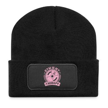 Gym is my therapy - Recycled Patch Beanie - black - Front