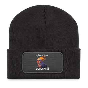 Tenues originales : fans de perroquets et de calopsittes - Beanie recyclé à patch - charbon - Devant