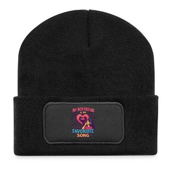 Valentine's Day boyfriend love song, music romance - Recycled Patch Beanie - black - Front