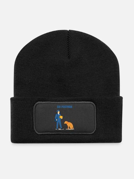 Sir Postman contre Chien : Héros de livraison supérieur - Beanie recyclé à patch - noir