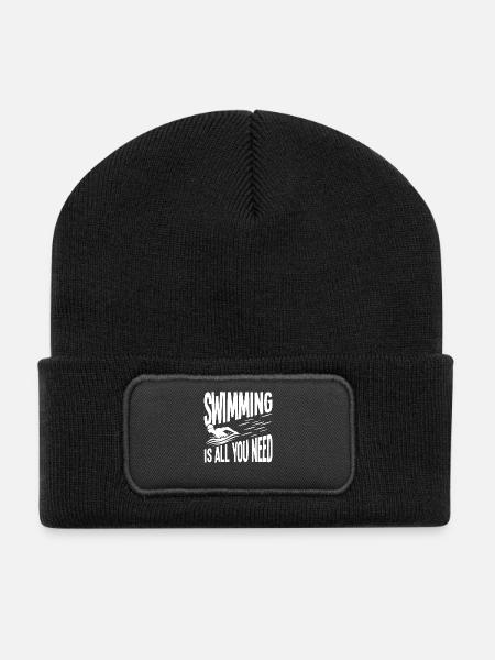 Swimming is all you need - Recycled Patch Beanie - black