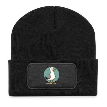 Naughty Seagull Funny Coastal Child Maritime - Recycled Patch Beanie - black - Front