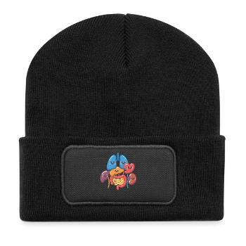 Dessin animé drôle d’organes digestifs - Beanie recyclé à patch - noir - Devant
