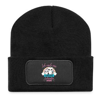 Grande Sœur Grossesse de Chat Licorne 2026 - Beanie recyclé à patch - noir - Devant