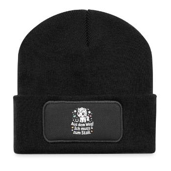 Riding out of the way to the stable horse girl horses - Recycled Patch Beanie - black - Front