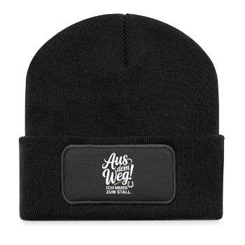 Riding out of the way to the stable horse girl horses - Recycled Patch Beanie - black - Front