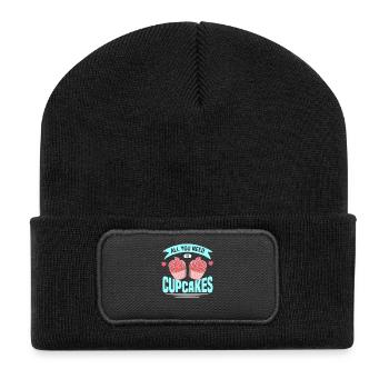 All You Need Is Cupcakes, For Cupcake Lover - Recycelte Patch Beanie - Schwarz - Vorne