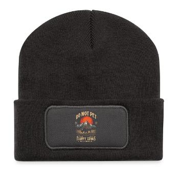 Vintage Buffalo Do Not Pet Fluffy Cows Funny Bison - Recycled Patch Beanie - dark grey - Front