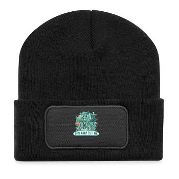 Disc Golf Til I Die Skeleton Funny Disc Golfer - Recycled Patch Beanie - black - Front