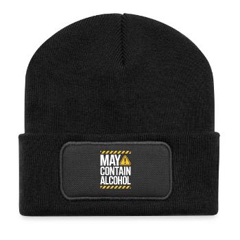 May Contain Alcohol Alkohol Mallorca Saufen JGA - Recycelte Patch Beanie - Schwarz - Vorne