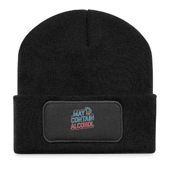 May Contain Alcohol Alkohol Mallorca Saufen JGA - Recycelte Patch Beanie - Schwarz - Vorne