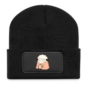 Mouton au thé – Illustration calme - Beanie recyclé à patch - noir - Devant