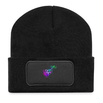 Aquarelle ukulélé hawaïen - Beanie recyclé à patch - noir - Devant