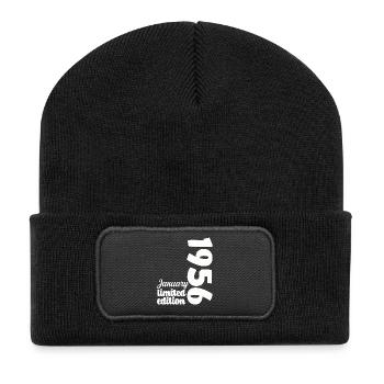 Januar 1956 Geburtstagsgeschenk Vintage Retro - Recycelte Patch Beanie - Schwarz - Vorne