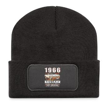 Oldtimer Baujahr 1966 geboren Geburtstag Spruch - Recycelte Patch Beanie - Dunkelgrau - Vorne
