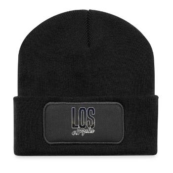 Los Angeles Skyline Schriftzug - Recycelte Patch Beanie - Schwarz - Vorne