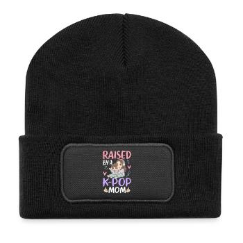 Raised By A K-Pop Mom - Recycelte Patch Beanie - Schwarz - Vorne