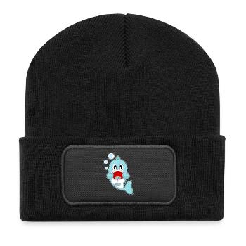 Delfin Rotwein - Recycelte Patch Beanie - Schwarz - Vorne