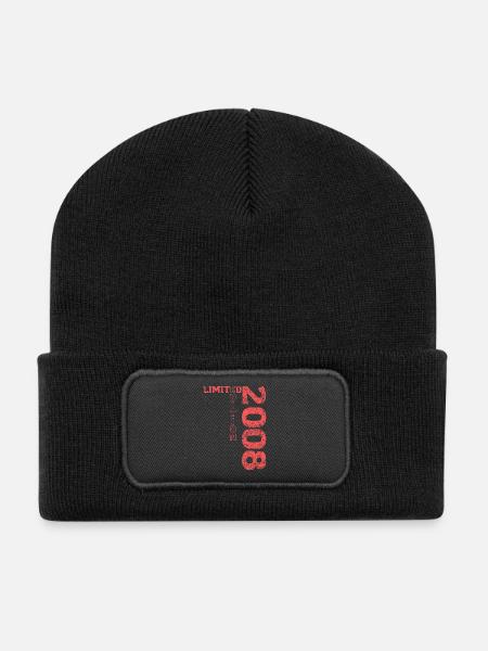 Limited Edition 2008 18th Birthday Gift - Recycled Patch Beanie - black