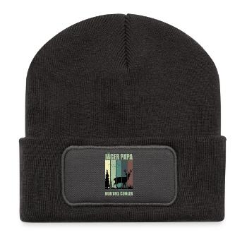 Jäger Geschenke Jagd Jagen Jägersprüfung  - Recycelte Patch Beanie - Dunkelgrau - Vorne