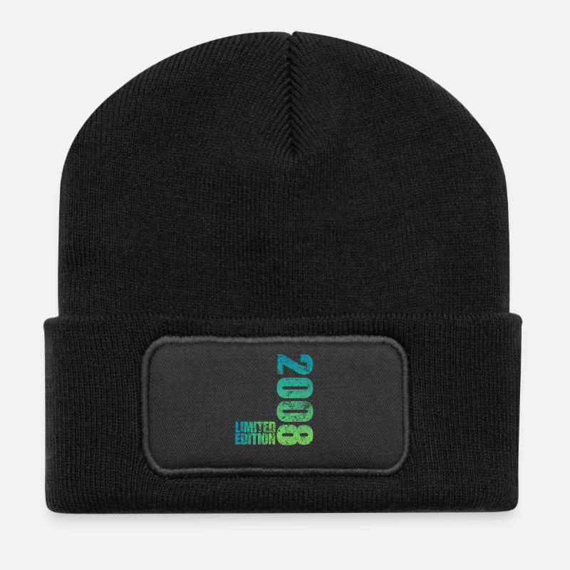 Limited Edition 2008 18. Geburtstag Geschenk - Recycelte Patch Beanie - Schwarz