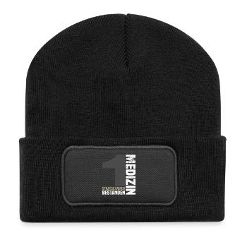 1. Staatsexamen Medizin - Recycelte Patch Beanie - Schwarz - Vorne