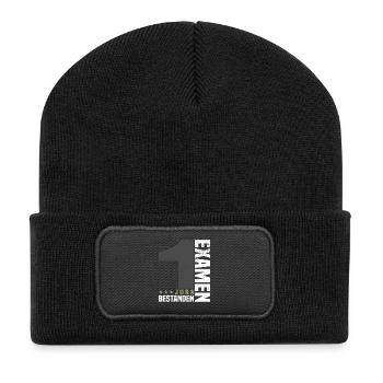 Glückwunsch 1. Examen Jura - Recycelte Patch Beanie - Schwarz - Vorne