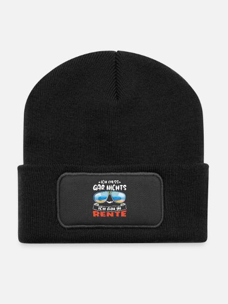 Ich muss gar nichts – Ich bin in Rente - Recycelte Patch Beanie - Schwarz