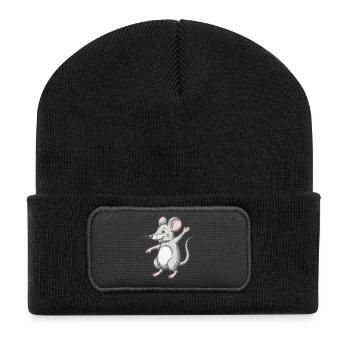 Happy mouse dancing laughing dancing laughing happy - Recycled Patch Beanie - black - Front