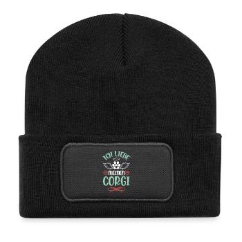 J’adore mon corgi - Beanie recyclé à patch - noir - Devant